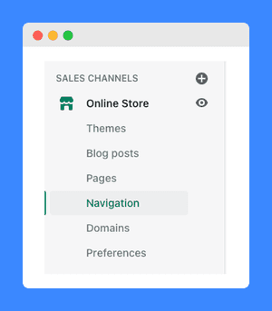 shopifys nagivation link under admin menu