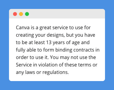 Eligibility clause in Canva's Term of Use on a white background