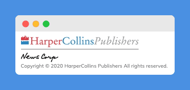 Copyright statement of rights in Harper Collins Publishers' website footer on a white background