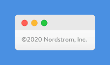 "©2020 Nordstrom, Inc." gray text in Nordstrom's website footer on a white background