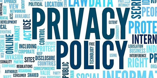 "Privacy Policy" word typography with sets of words relating to it.