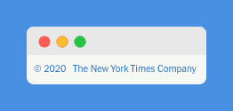 "© 2020 The New York Times Company" blue text in The New York Times Company's website footer on a white background