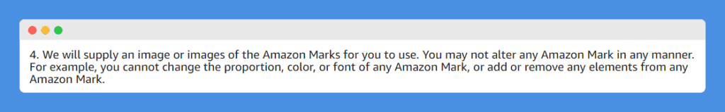 Amazon Trademark Guidelines clause in Amazon's Associates Program Policies on a white background
