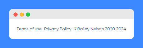 Privacy Policy link in Bailey Nelson's website footer on a white background