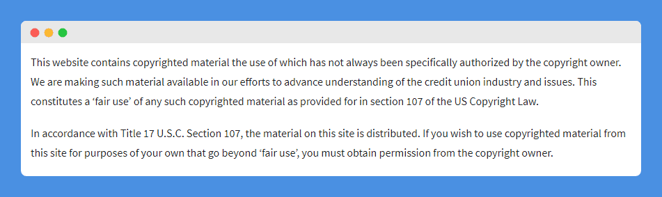 "Fair Use Policy" clause in CUInsight Fair Use Disclaimer on white background