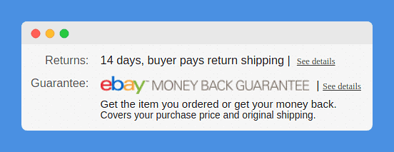 Ebay's Returns and Money Back Guarantee with "see details" links
