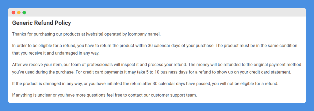 Refund & Return Policy