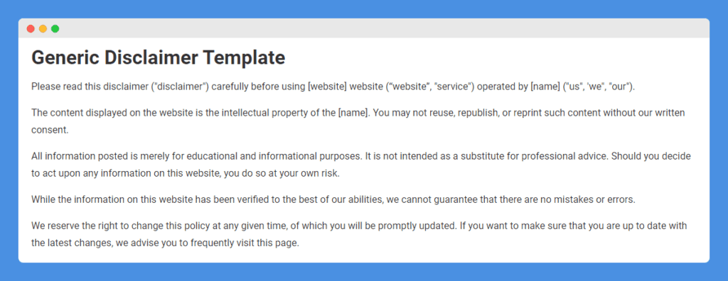 research report disclaimer