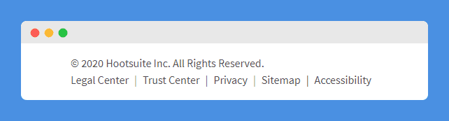 "All Rights Reserved" copyright disclaimer notice with links in Hootsuite's website footer