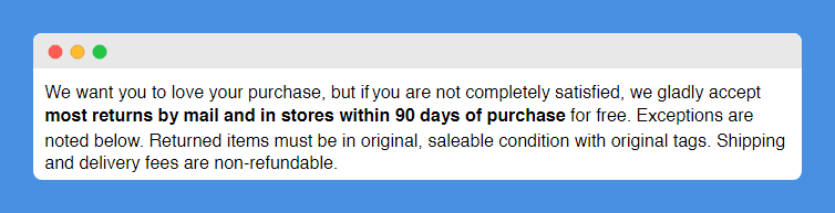 Return clause in Macy's Return and Refund Policy on white background.