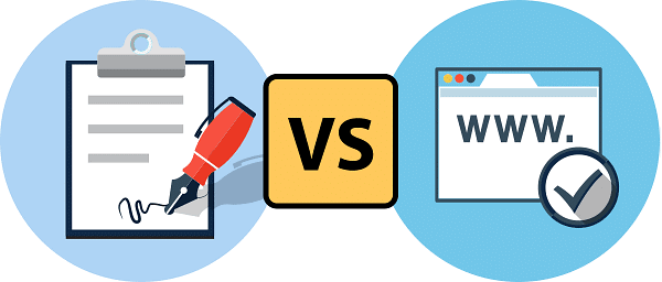 Physical vs online contract signing icons