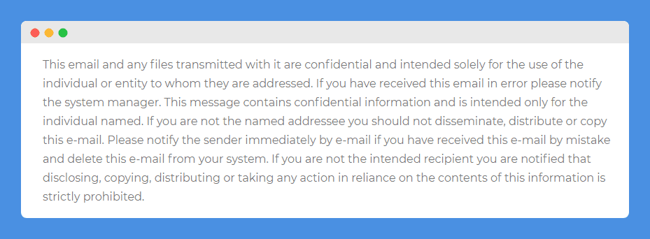 Confidentiality Disclaimer clause in Sevocomm's website on white background