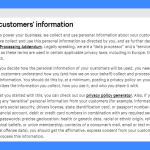 "Your customers' information" clause in Shopify's Privacy Policy on a white background