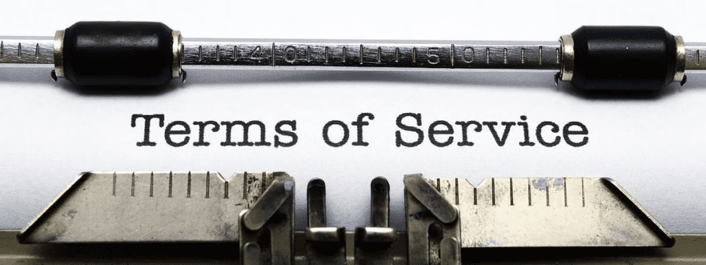 "Terms of Service" on a typewriter white paper.