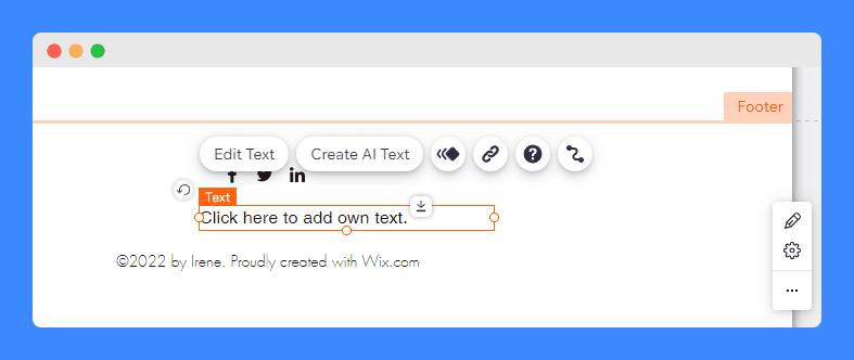 Adding of paragraph, text or link in Wix's website footer