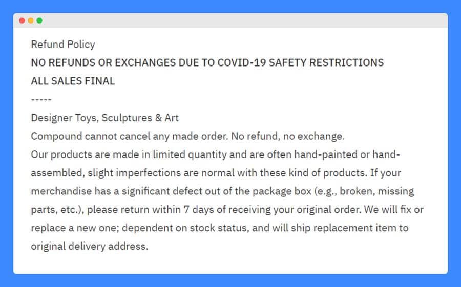 Return Policy & Methods, Refunds & Exchanges