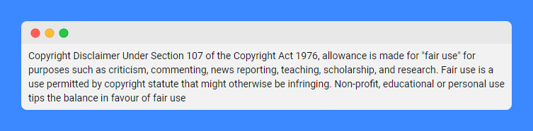 Copyright disclaimer clause in Fightify Youtube video's description.