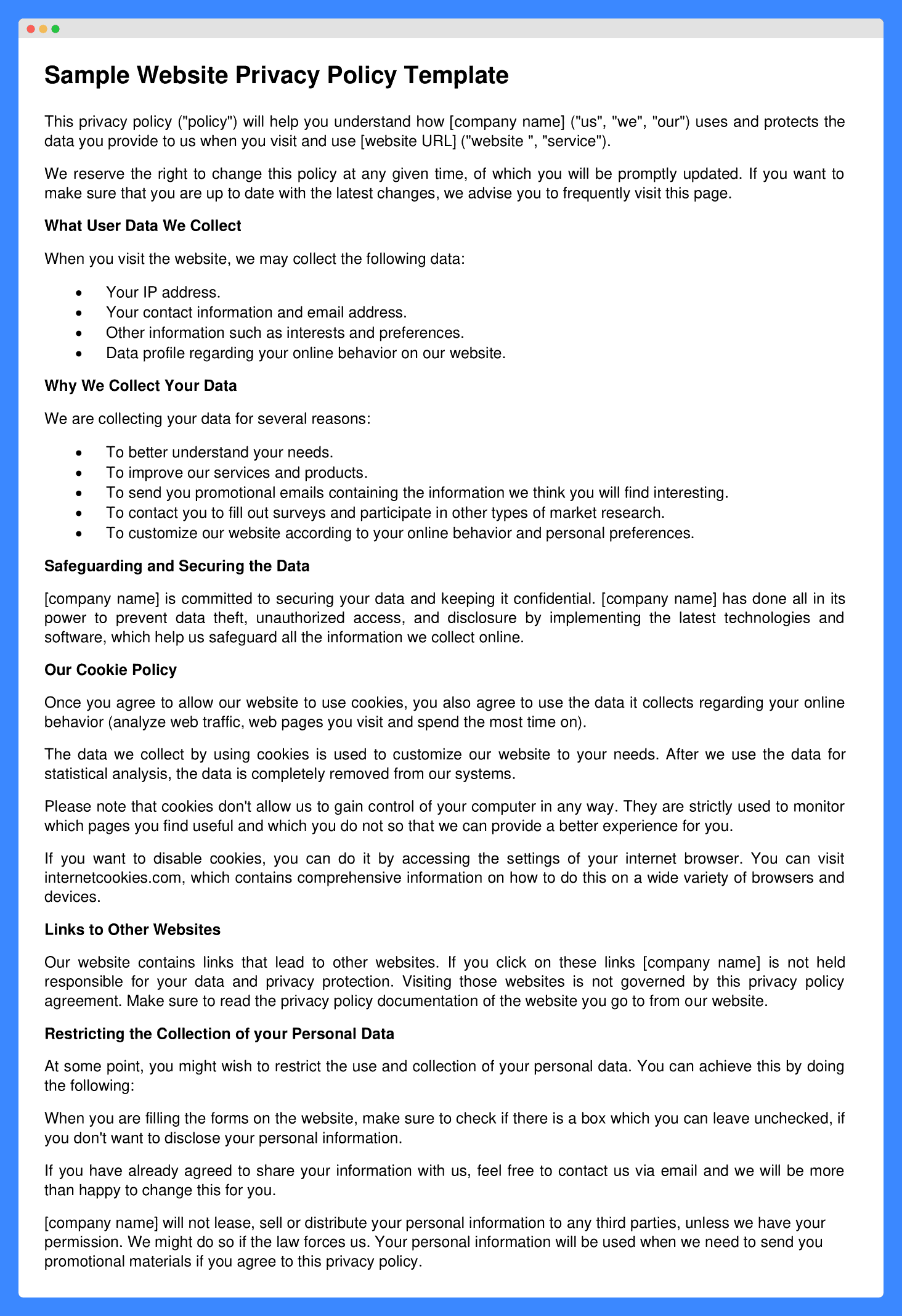 Sample Terms and Conditions Template - Free Privacy Policy