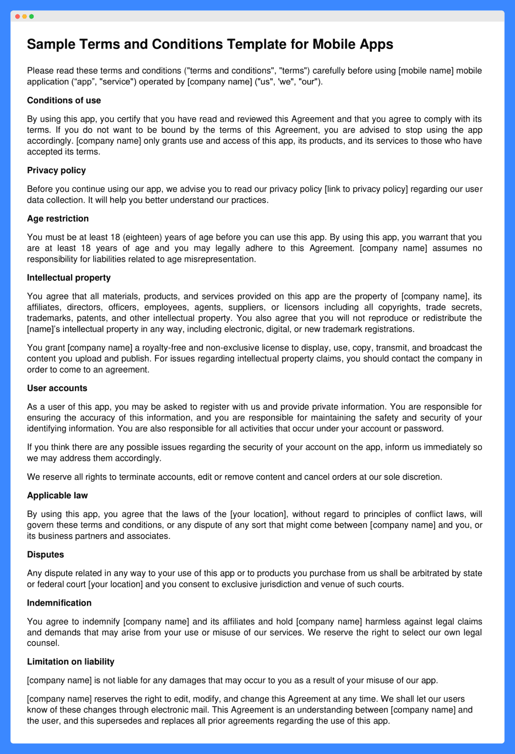 Terms and Conditions for Mobile Apps [Free Template]