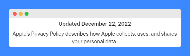 Modification date in Apple privacy policy.