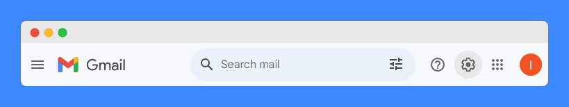 Gear icon in the Gmail top header.