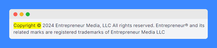 Entrepreneur Media LLC's copyright symbol.