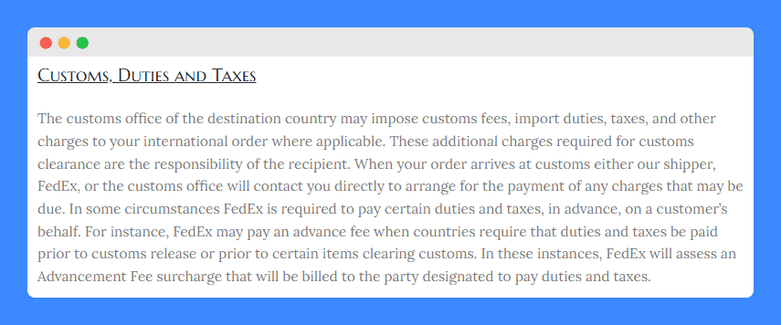 gemrize custom duties and taxes
