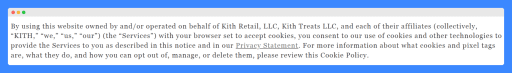 Kith mentioning the need for consent on a white background.