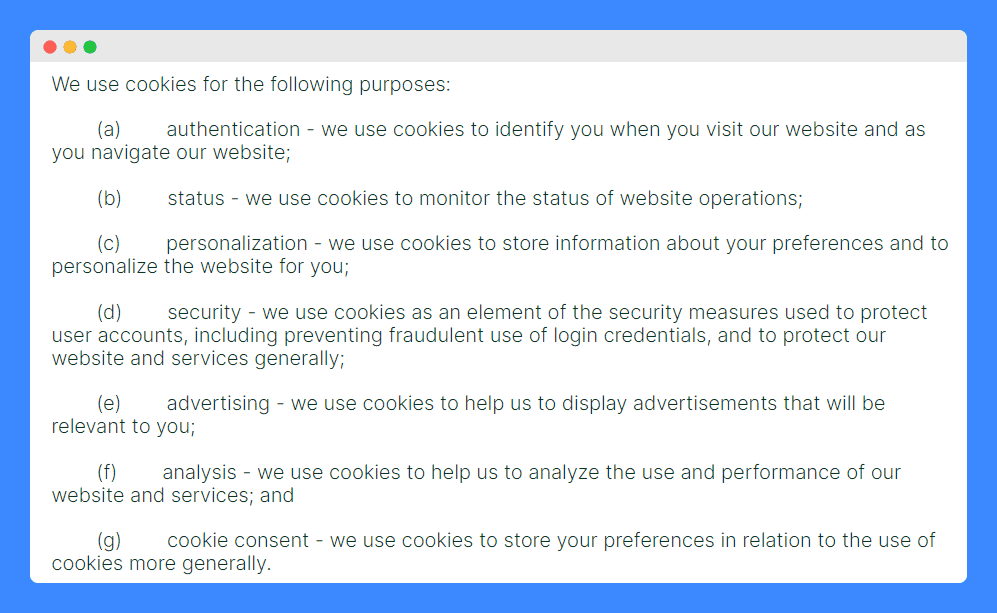 Plant Therapy outlining the kinds of cookies they use and why on a white background.