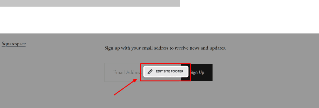 Website footer with a highlighted "Edit Site Footer" button.