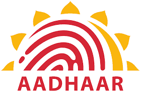 Aadhaar's logo on a white background.