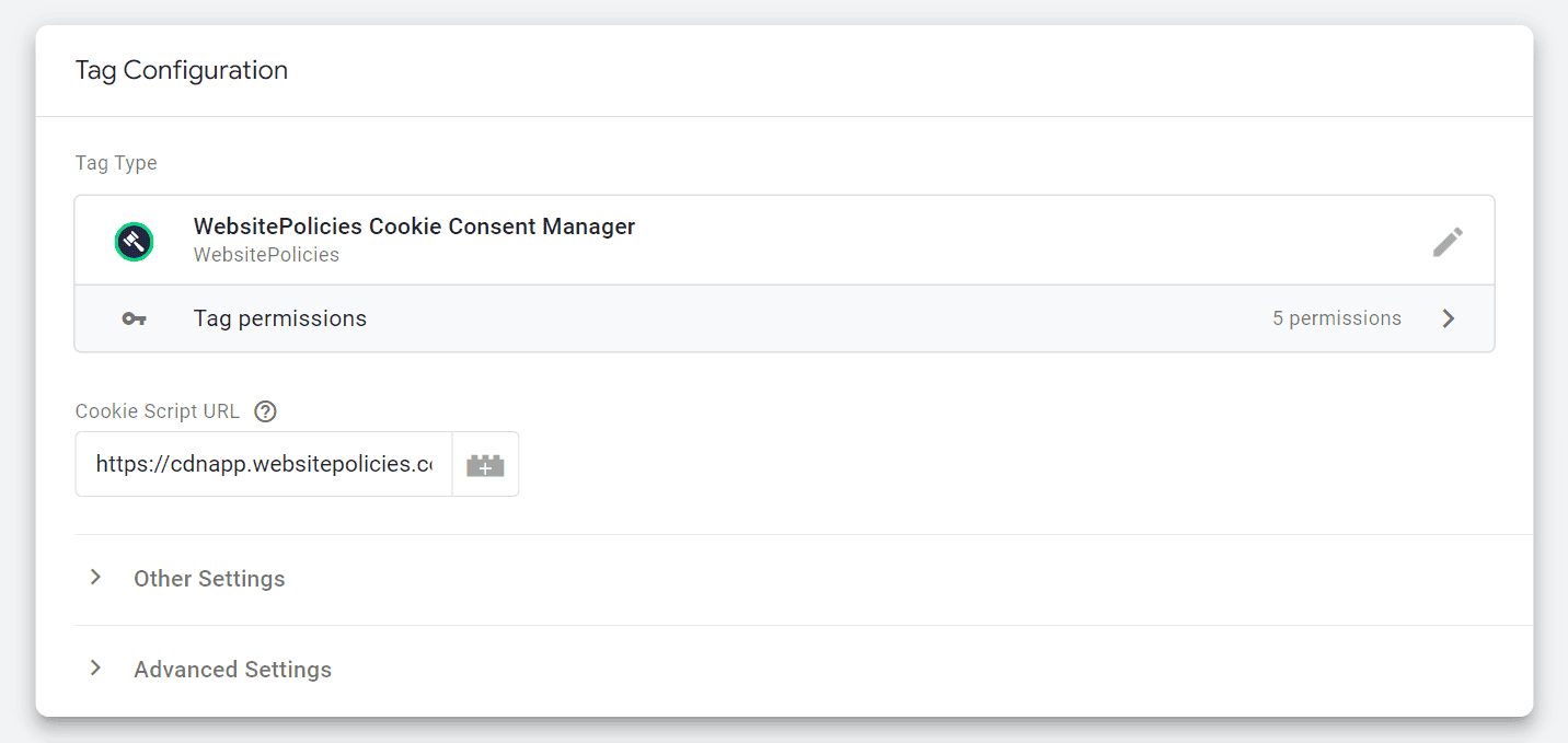 Cookie consent script URL in GTM