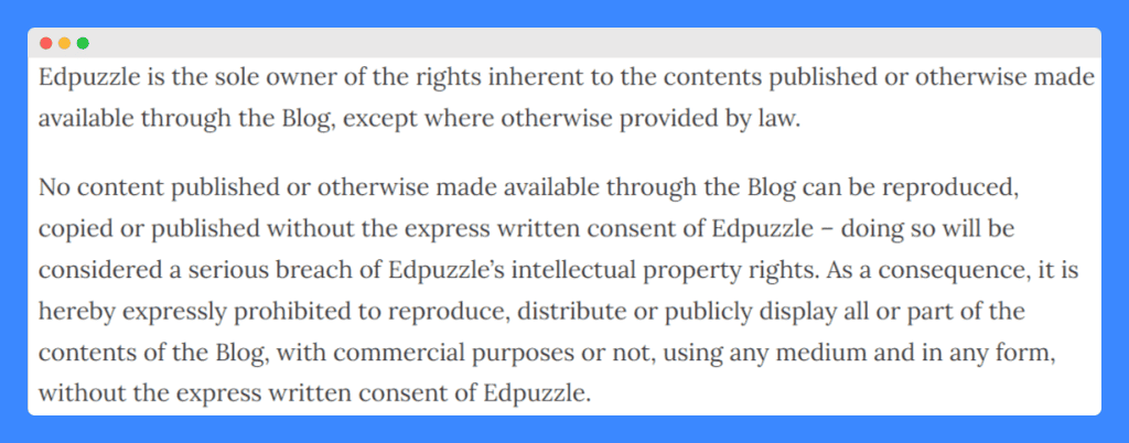 Edpuzzle's intellectual property disclaimer on a white background.