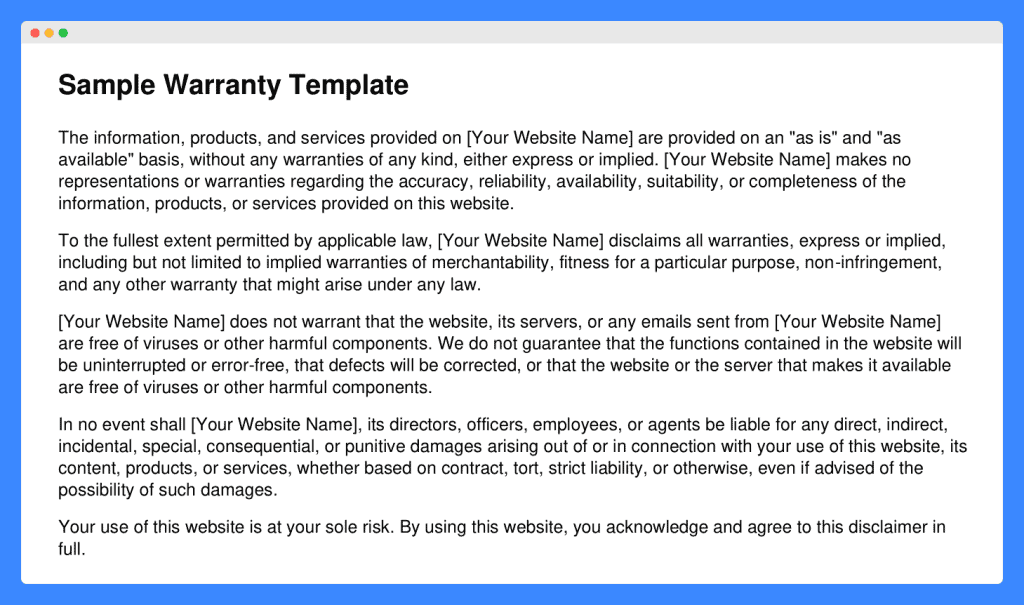 Warranty Disclaimer: Free Template, Examples, Key Elements