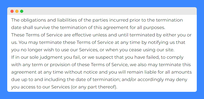 Blondie Apparel's terms and conditions on a white background.