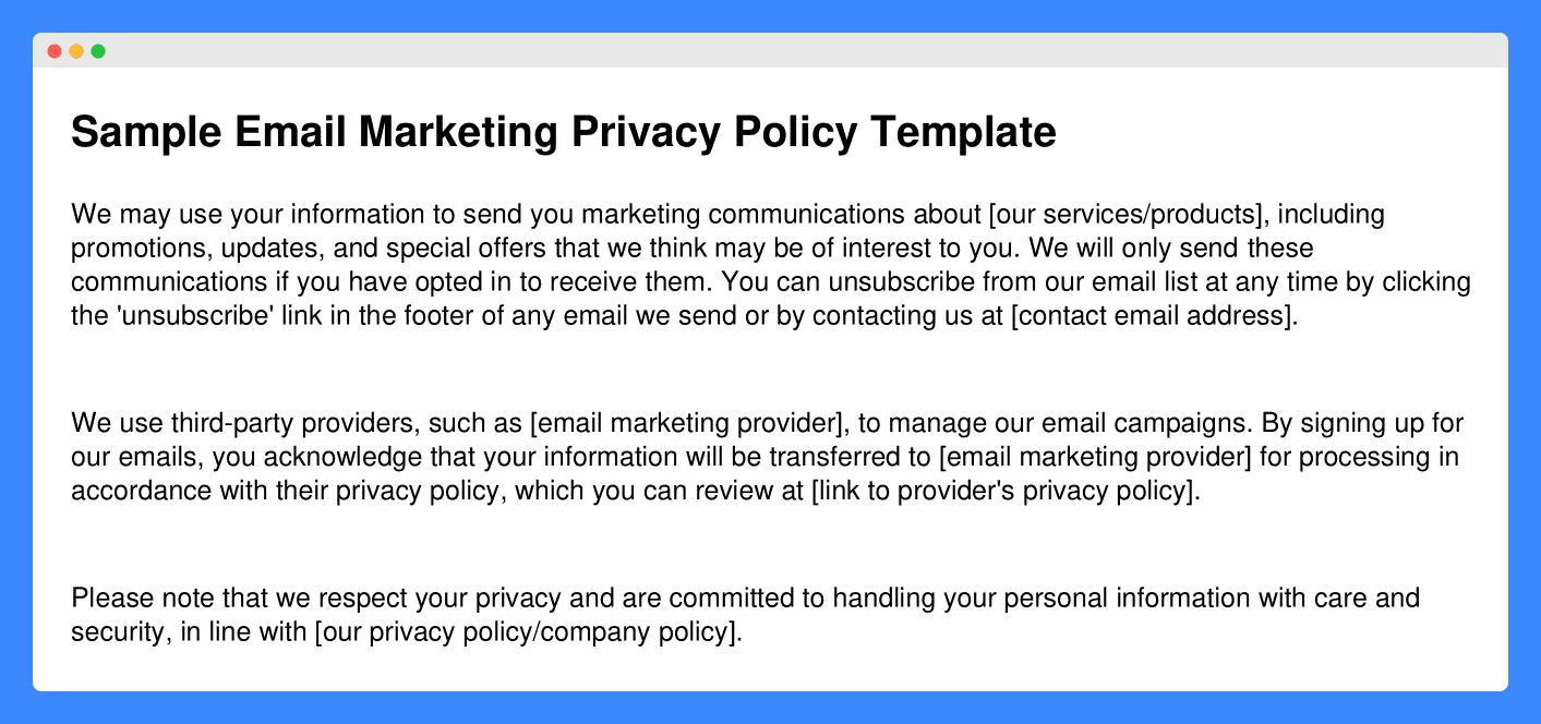 Sample email marketing privacy policy template