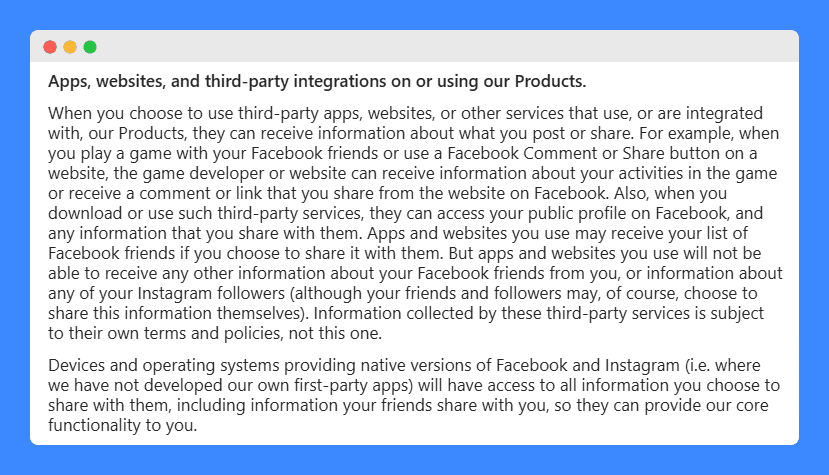 Instagram's privacy policy on a white background.