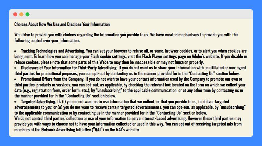 Pipcorn's privacy policy on a light yellow background.